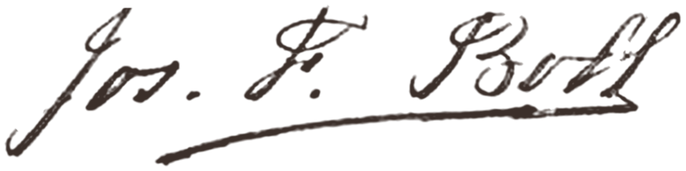 Handschriftliche Unterschrift von Antoine Boll, Jos. F. Boll, digital restauriert nach einem Originaldokument